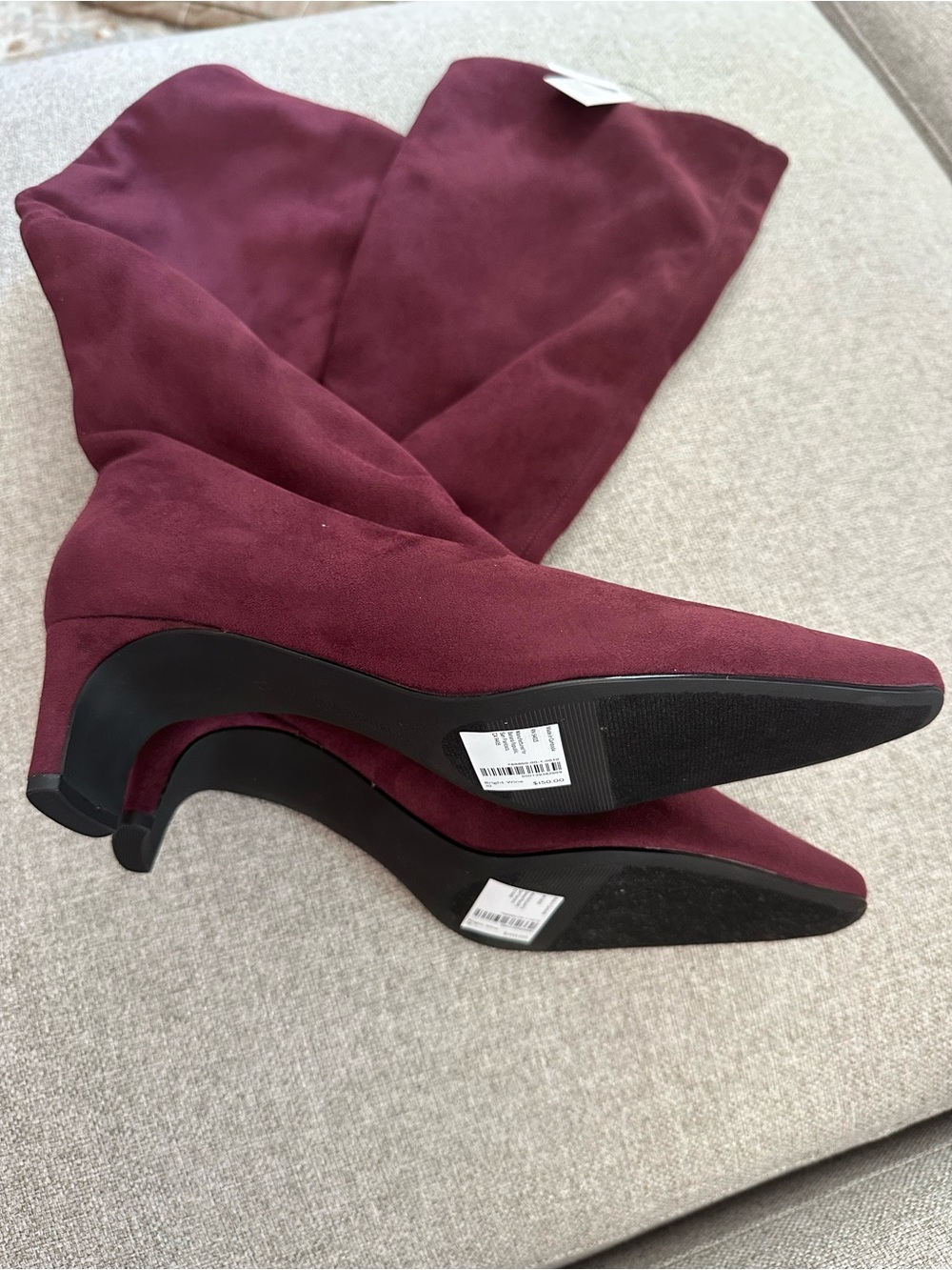 Banana Republic Vegan Leather Tall Slouch Boot - Burgundy - Picture 2 of 4